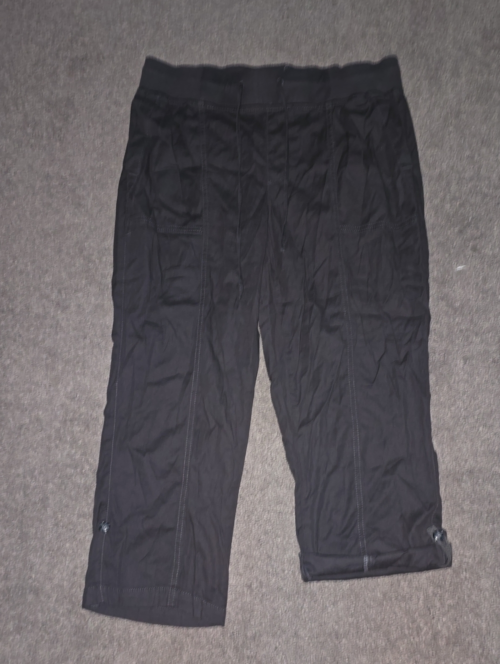 SO Gray Ribbed Waistband Casual Capri Pants